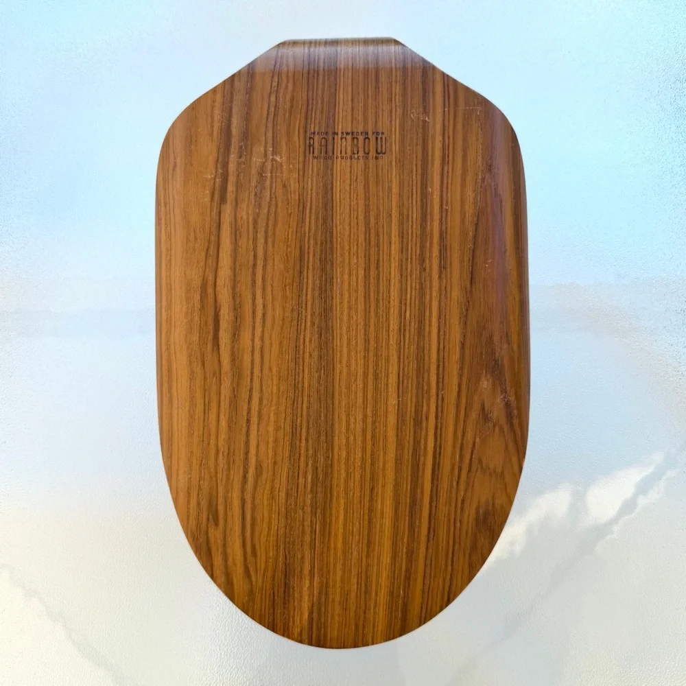 Teak Mid-Century Modern Serving Tray withStainless Steel Bowl • Charcuterie Tray - Picture 6 of 9